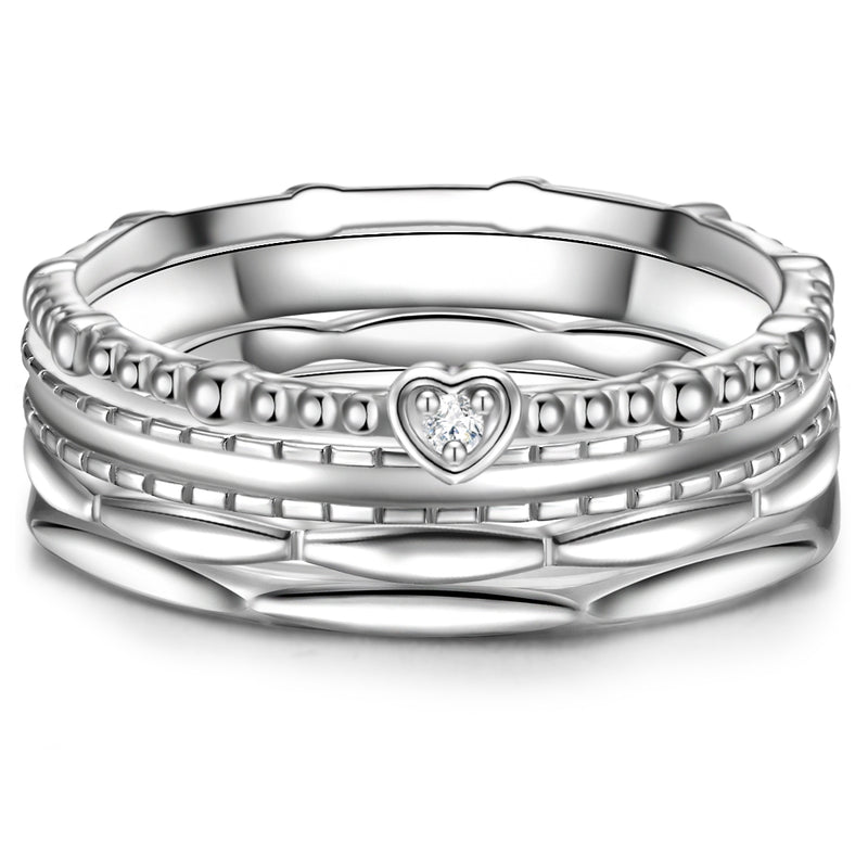 Ring HERZ mit Zirkonia, 4er Set