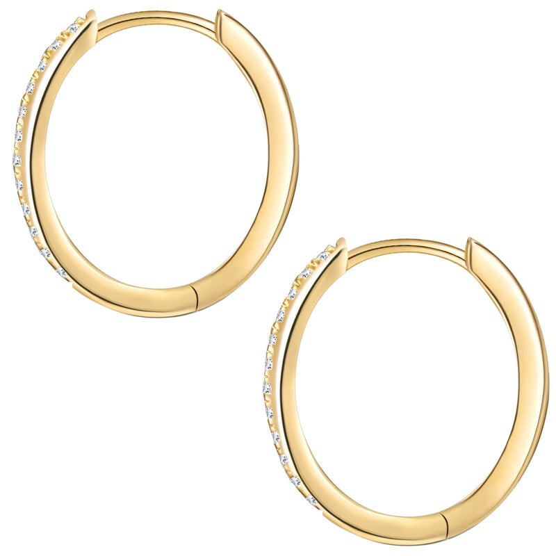 Creolen gold groß Zirkonia weiß