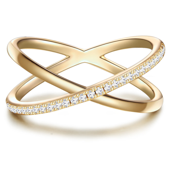 Ring Kreuz Form mit Zirkonia gold