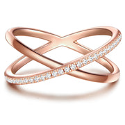 Ring X-Form mit Zirkonia roségold