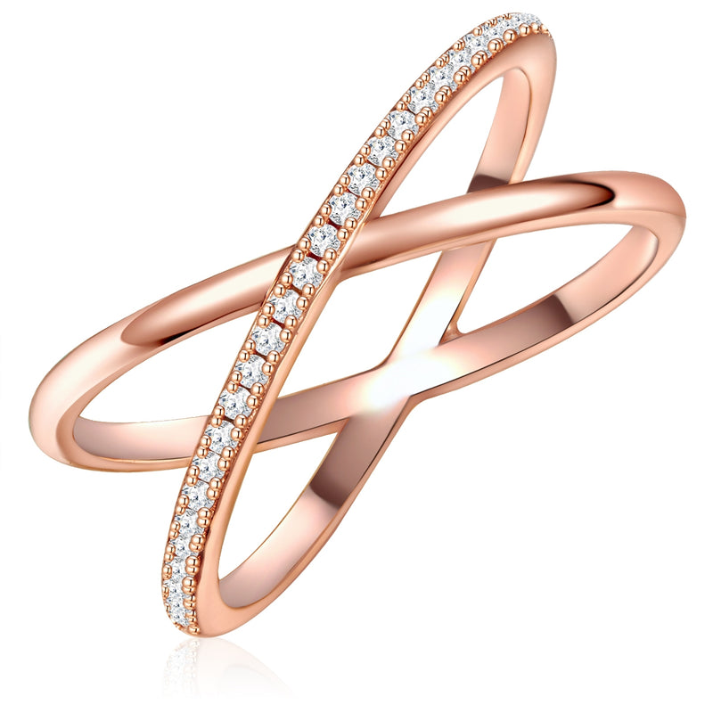 Ring X-Form mit Zirkonia roségold