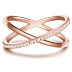 Ring X-Form mit Zirkonia roségold