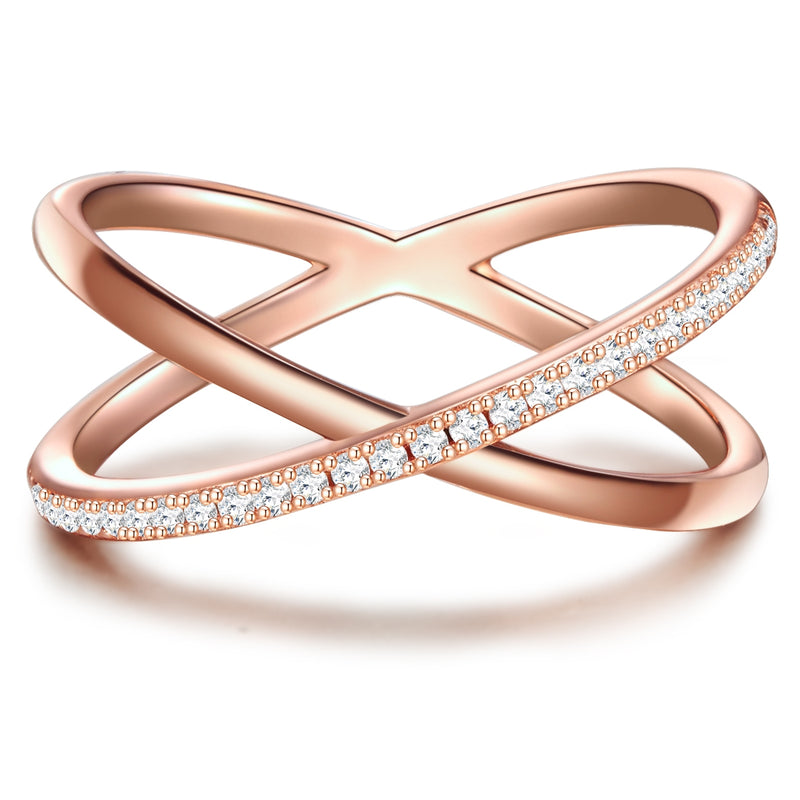 Ring X-Form mit Zirkonia roségold