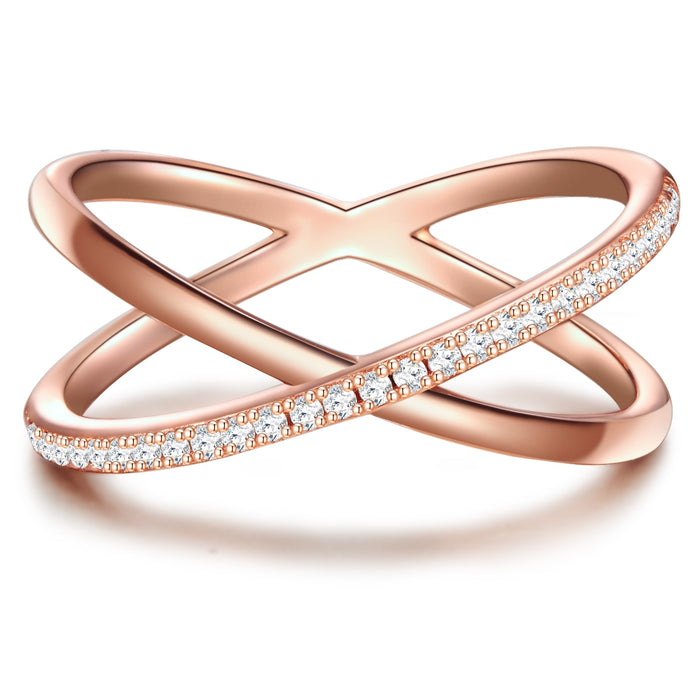 Ring X-Form mit Zirkonia roségold