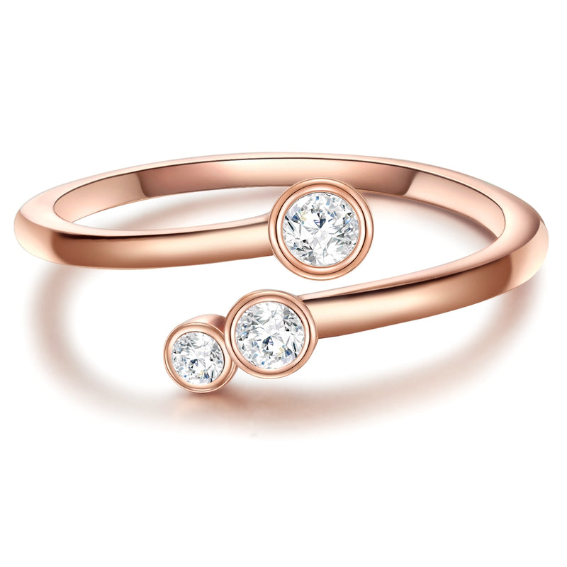 Offener Ring mit Zirkonia roségold