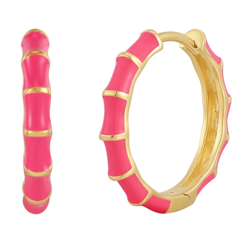 Creolen gold Emaille pink