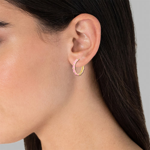 Creolen gold mit Emaille rosa