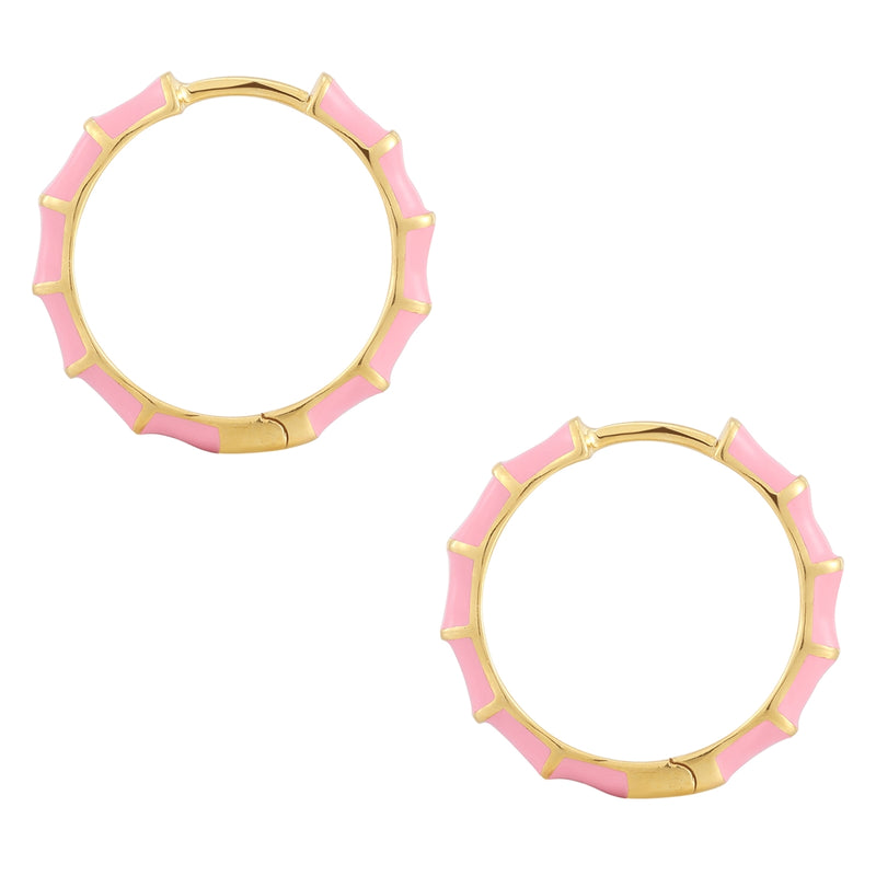 Creolen gold mit Emaille rosa