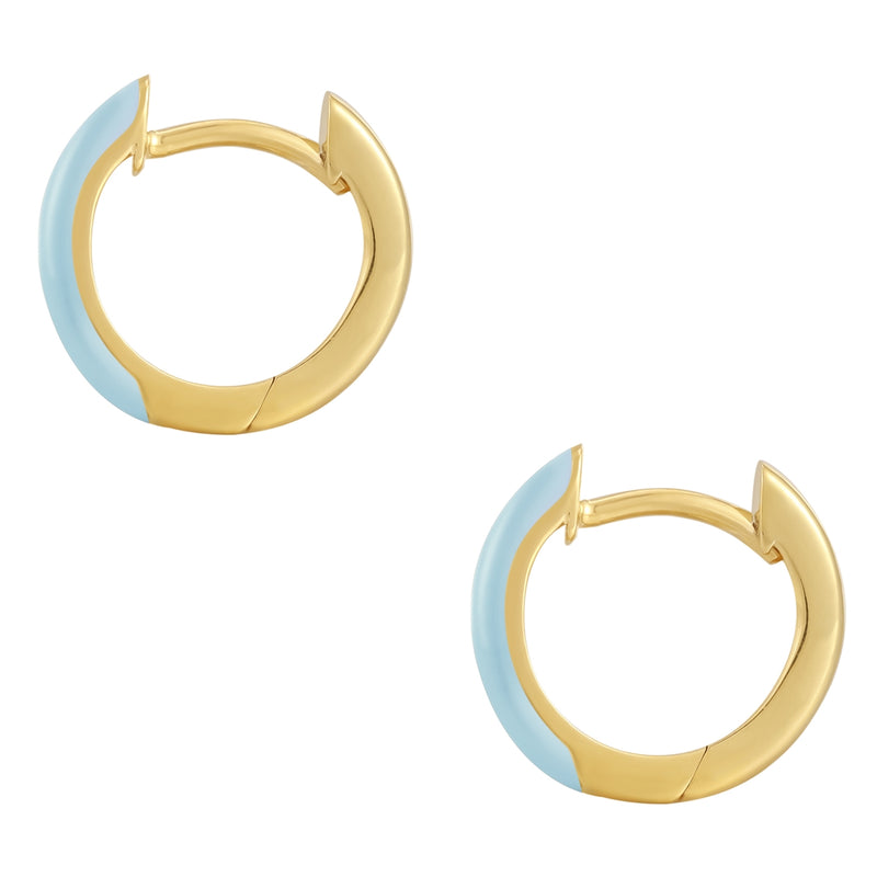 Silbercreolen in gold mit Emaille blau