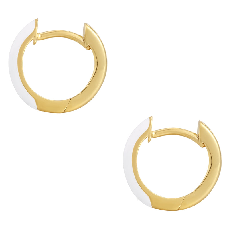 Creolen gold mit Emaille weiß
