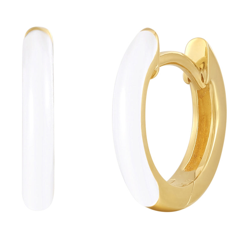 Creolen gold mit Emaille weiß