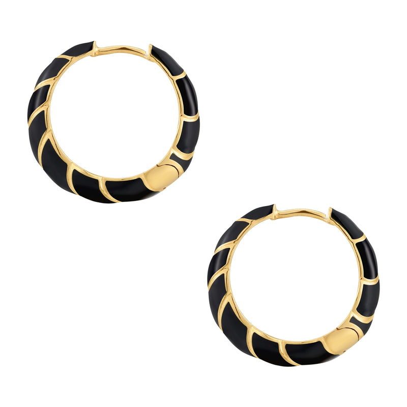 Creolen gold Emaille schwarz
