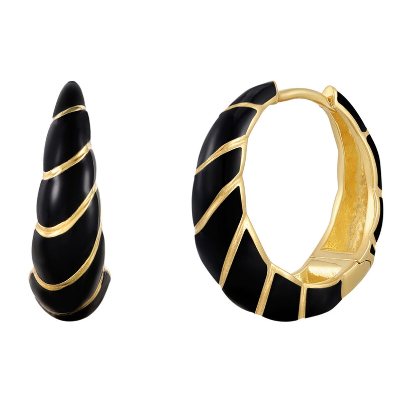 Creolen gold Emaille schwarz