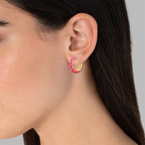 Creolen gold Emaille pink