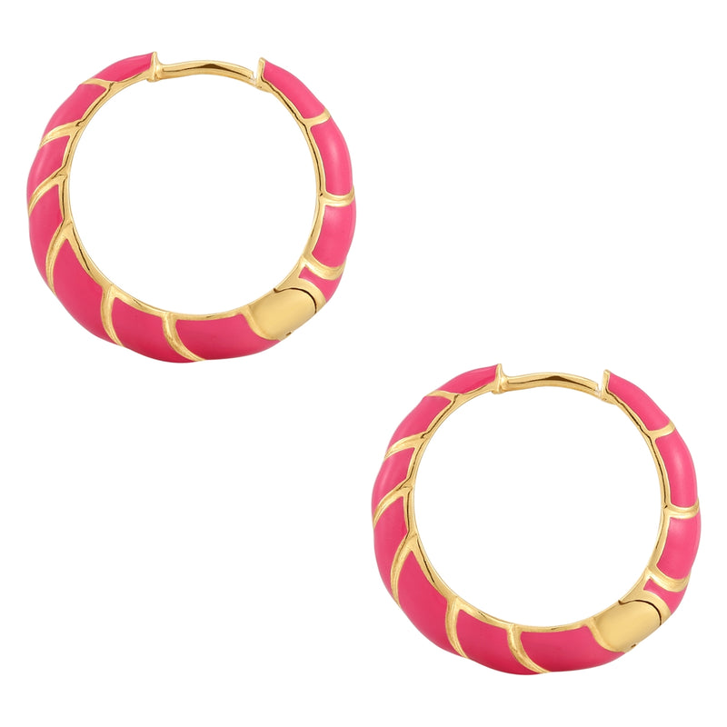 Creolen mit Emaille pink gelbgold