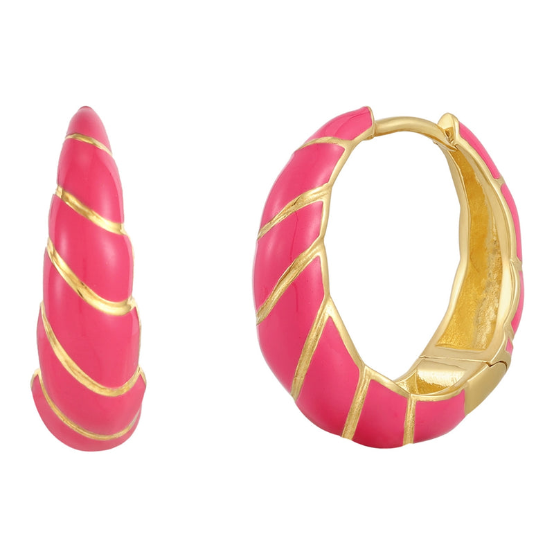 Creolen gold Emaille pink