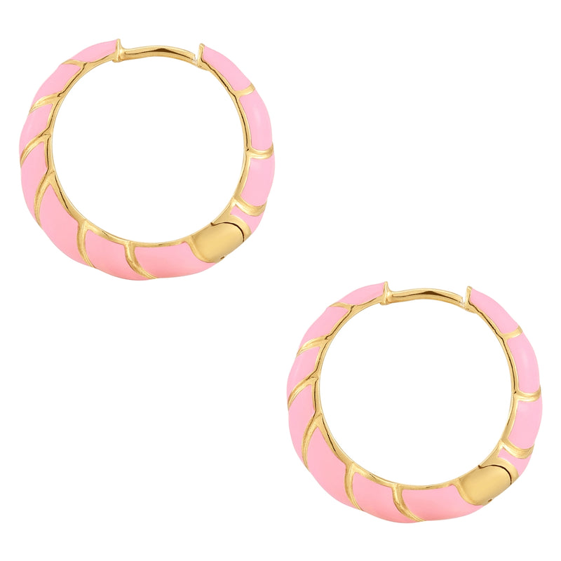 Creolen Emaille rosa in gelbgold