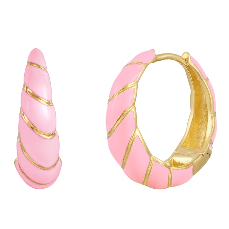 Creolen Emaille rosa in gelbgold