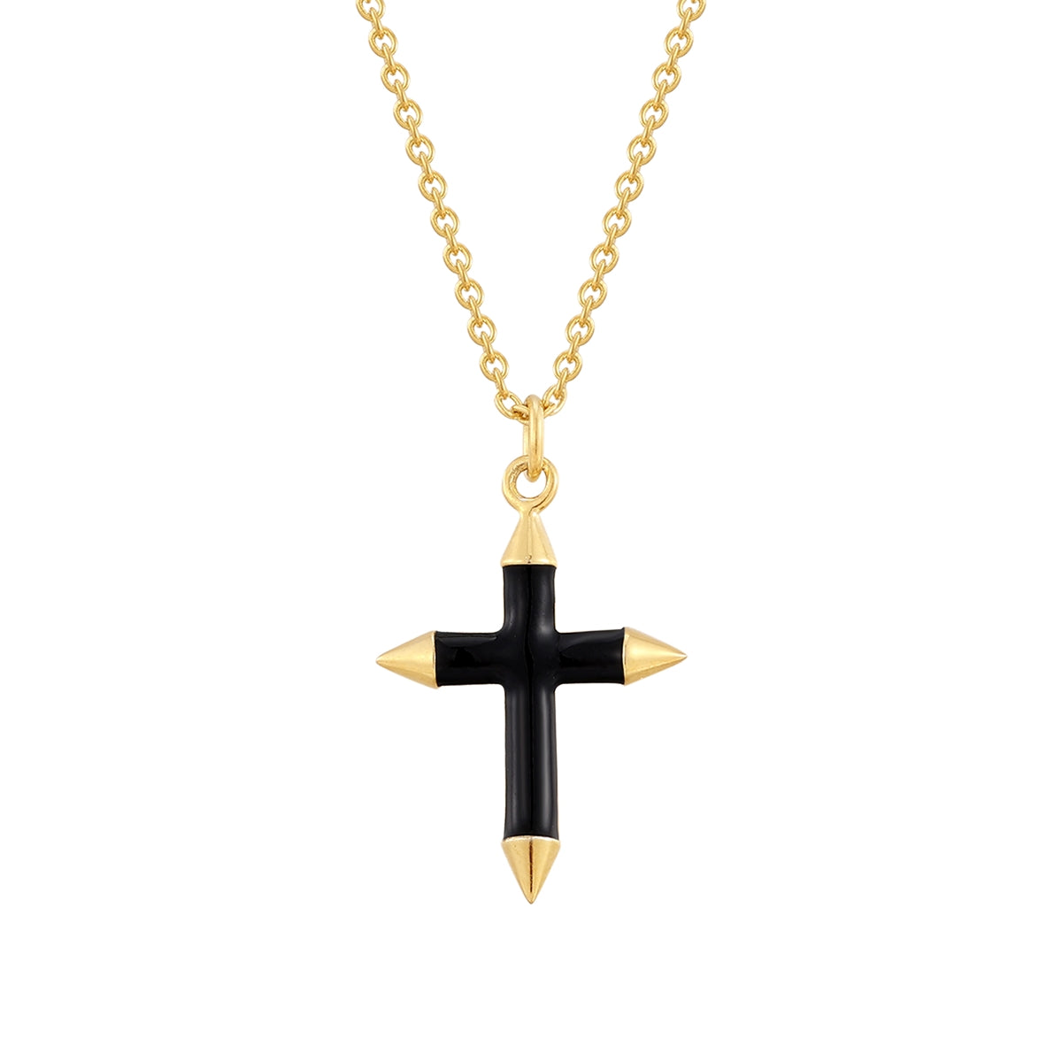 Kette gold mit Kreuz schwarz