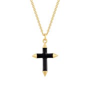 Kette gold mit Kreuz schwarz