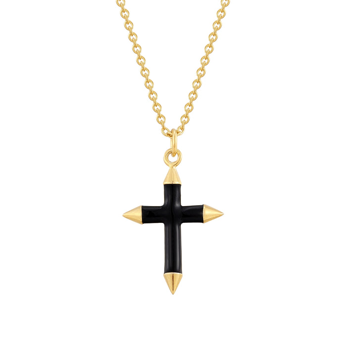 Kette gold mit Kreuz schwarz