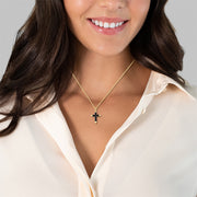 Kette gold mit Kreuz schwarz