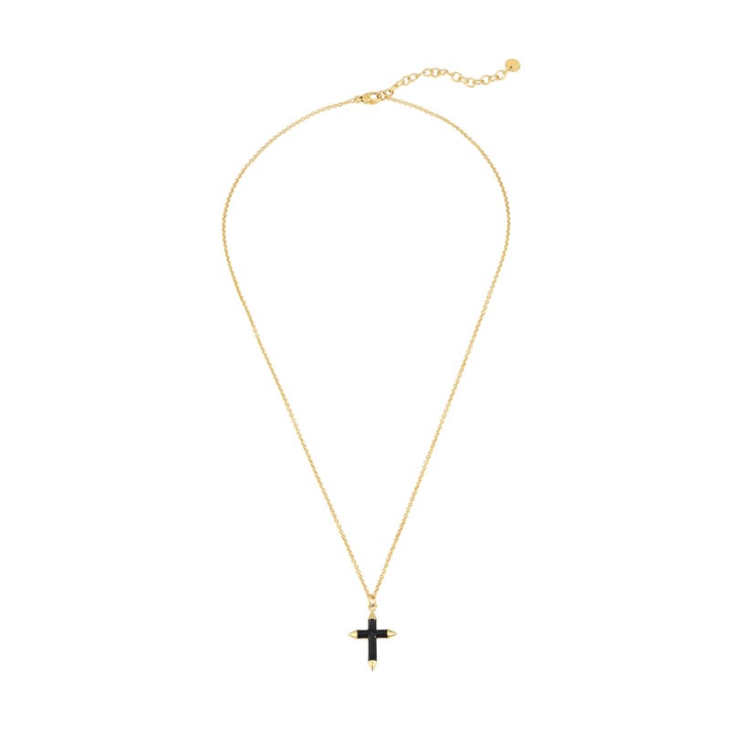 Kette gold mit Kreuz schwarz