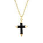 Kette gold mit Kreuz schwarz