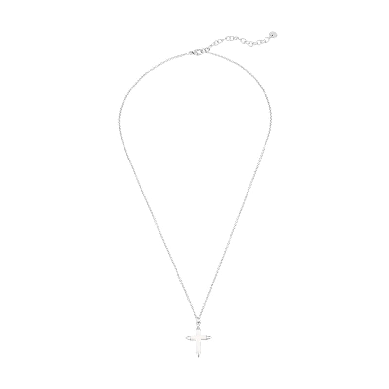 Kette silber mit Kreuz Emaille weiß