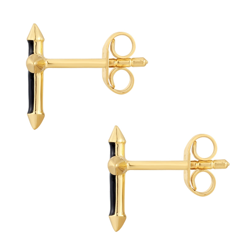 Ohrstecker gold Kreuz Emaille schwarz