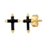 Ohrstecker KREUZ mit Emaille schwarz gelbgold