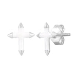 Ohrstecker KREUZ mit Emaille weiß silber