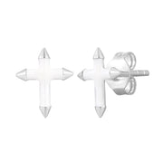 Ohrringe silber 925 Kreuz Emaille weiß