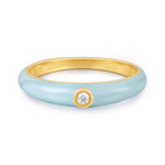 Ring mit Zirkonia/Emaille blau gelbgold