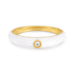 Ring mit Zirkonia/Emaille weiß gelbgold