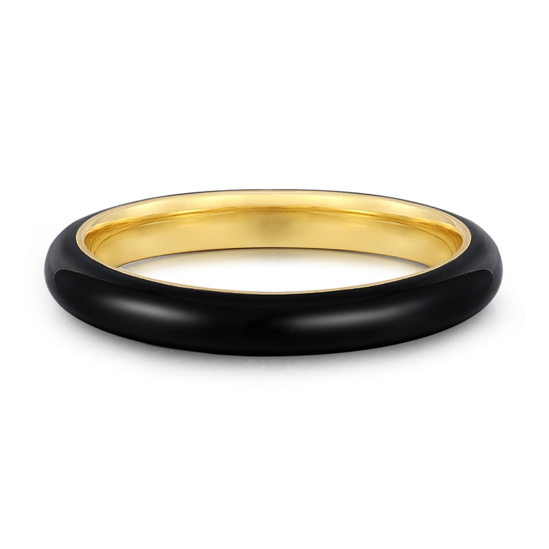 Ring mit Emaille schwarz gelbgold