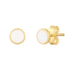 Ohrstecker gold Kreis Emaille weiß