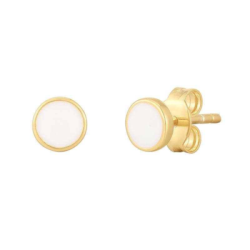 Ohrstecker gold Kreis Emaille weiß