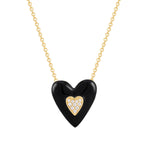 Herz Kette gold Emaille schwarz
