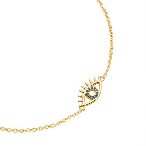 Armband EVIL EYE Zirkonia blau gold