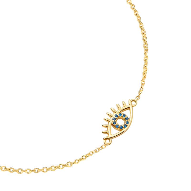 Armband EVIL EYE Zirkonia blau gold