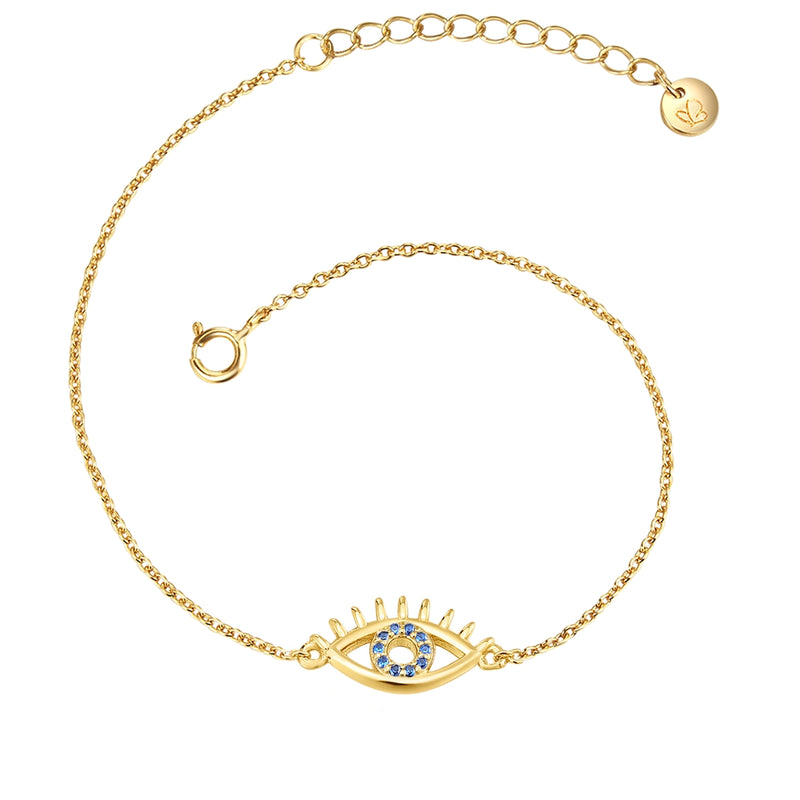Armband EVIL EYE Zirkonia blau gold