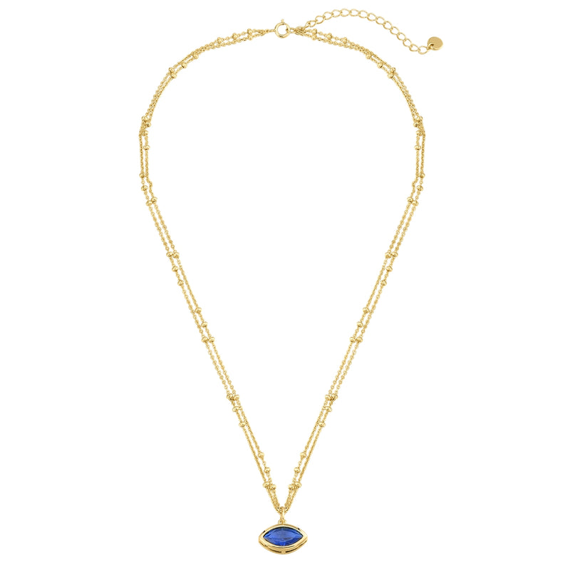 2-reihige Kette BLUE mit Zirkonia gelbgold