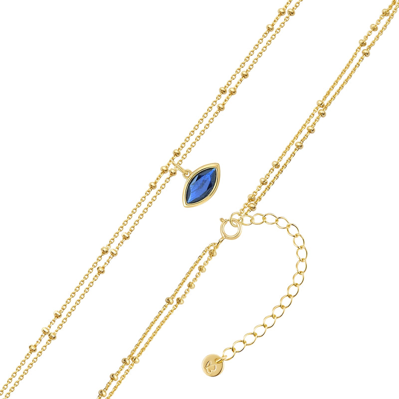 2-reihige Kette BLUE mit Zirkonia gelbgold