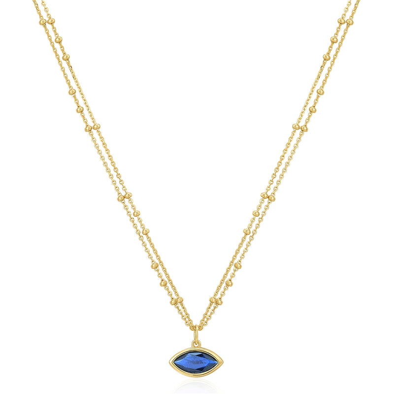 2-reihige Kette BLUE mit Zirkonia gelbgold