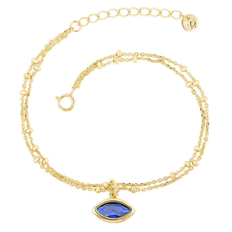 2-reihiges Armband BLUE mit Zirkonia gelbgold