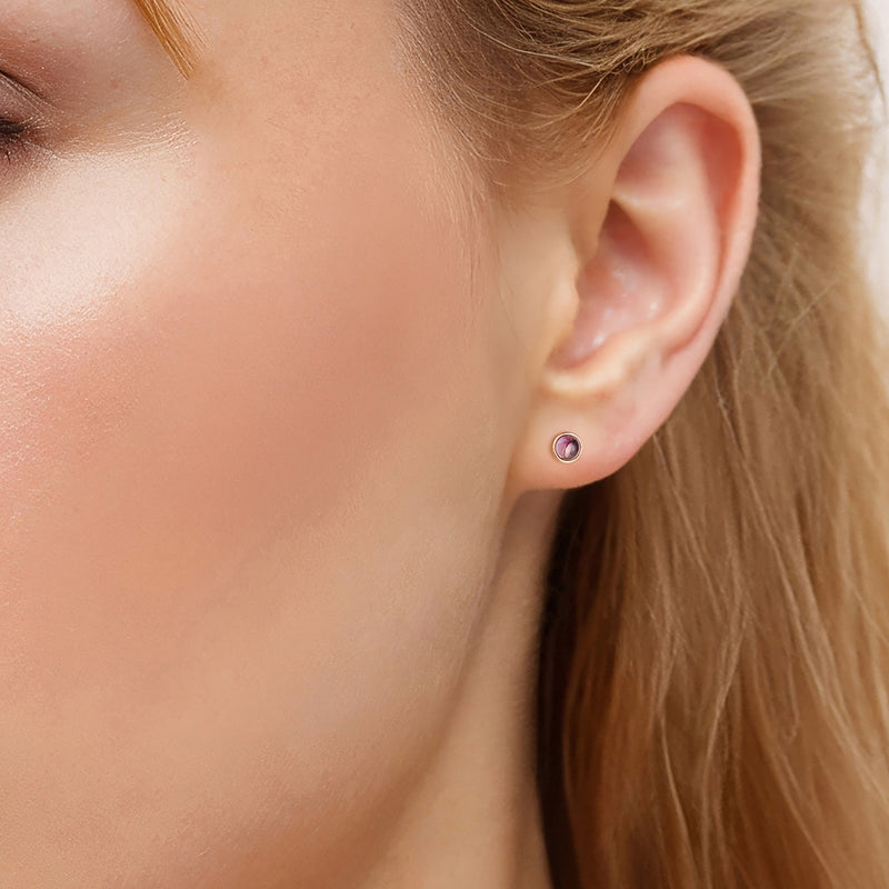 Ohrstecker EDELGLANZ mit Amethyst gelbgold