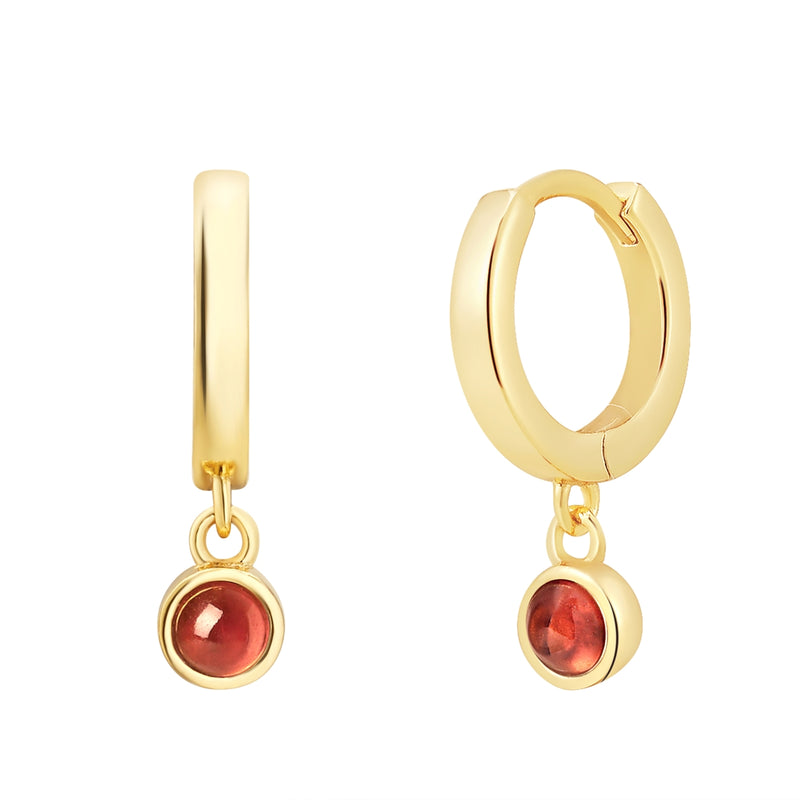 Creolen EDELGLANZ mit Granat gelbgold