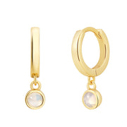 Creolen EDELGLANZ mit Mondstein (synth.) gelbgold
