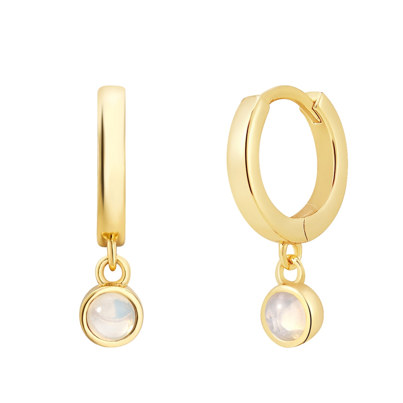 Creolen EDELGLANZ mit Mondstein (synth.) gelbgold